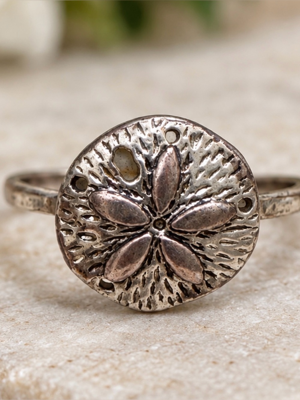 1960s Bell Trading Post Sterling Silver Sand Dollar Ring - Rare STERLINR Error
